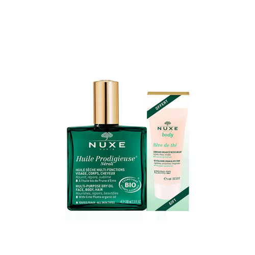 Kit Neroli Multi-Function Dry Oil + Reve de The Rejuvenating Granulated Scrub
